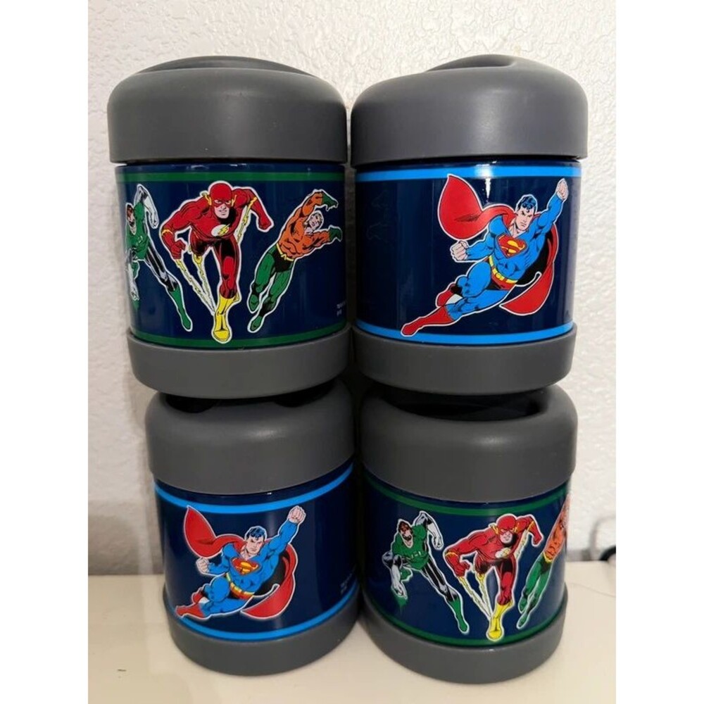 Pottery barn kids Mackenzie hot cold container justice league dc comic superhero